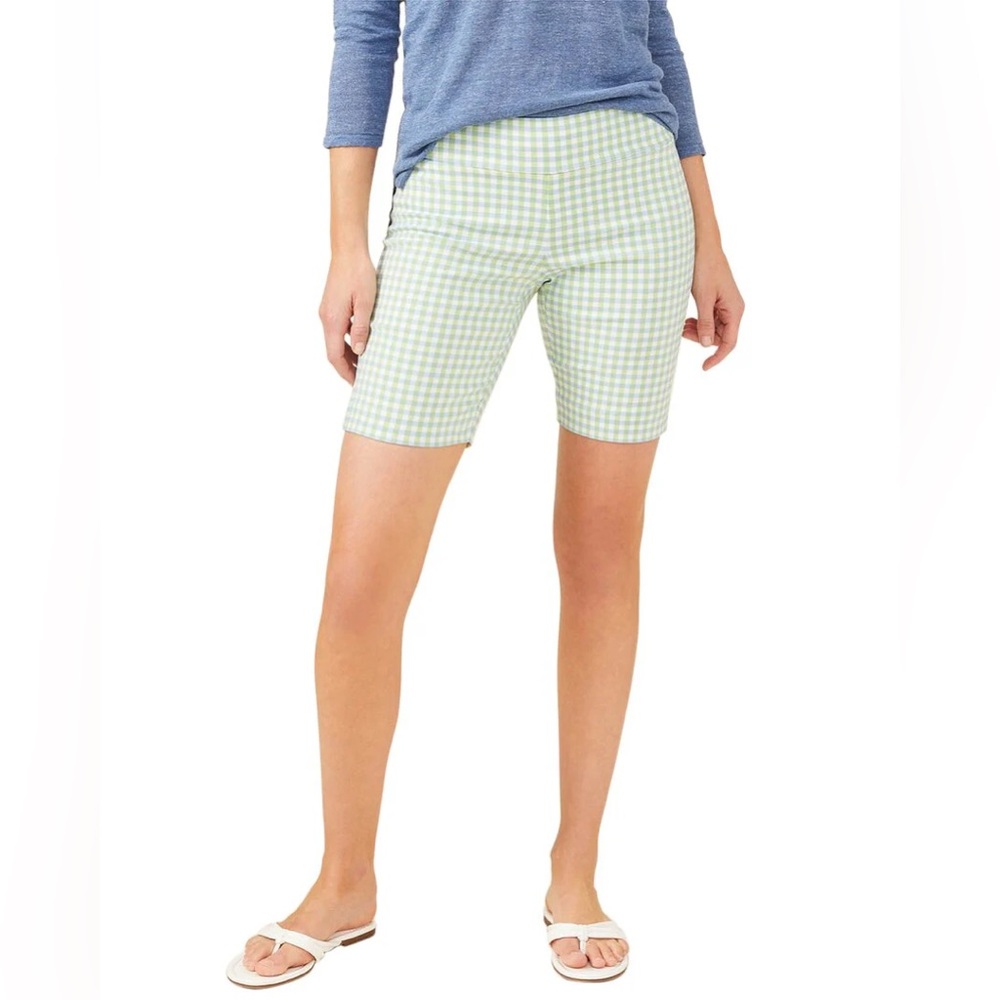 J.McLaughlin Masie pull-on shorts in green and white gingham print - Picture 8 of 8